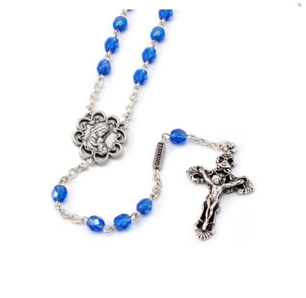 Mary's Motherly Love Collection Blue & Silver Rosary