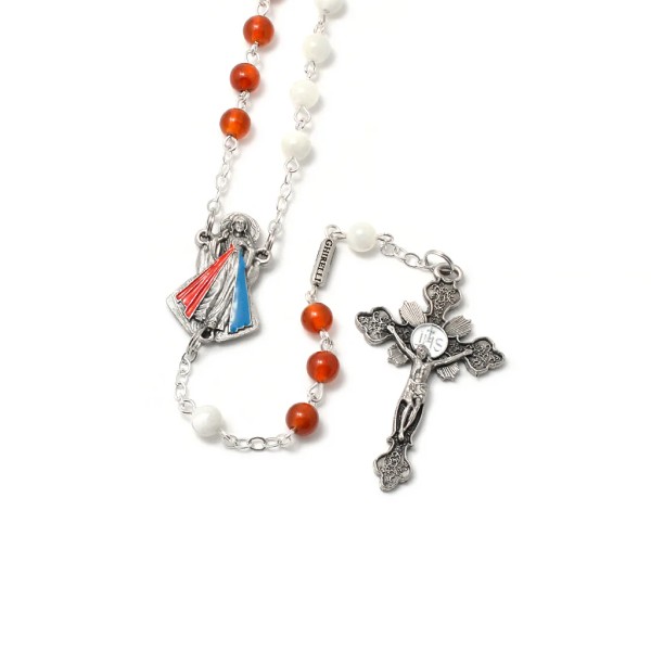 Merciful Jesus Divine Mercy Agate & Mother-of-Pearl Rosary