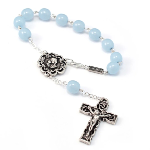 Motherly Embrace Decade Rosary, Sky Blue