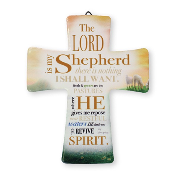 Porcelain Message Cross - Lord Is My Shepherd