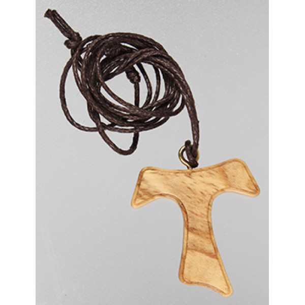 Small Olive Wood Tau Cross with Cord