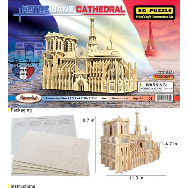 Wooden Notre Dame Cathedral Kit - 3D Puzzle