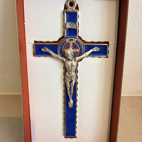 19x10cm Saint Benedict Crucifix | Blue/Sliver