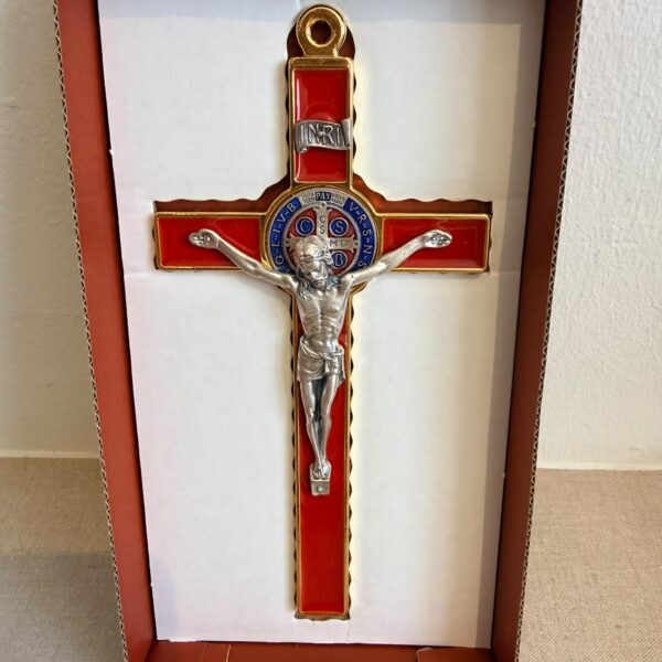 19x10cm Saint Benedict Crucifix | Red/Sliver/Gold
