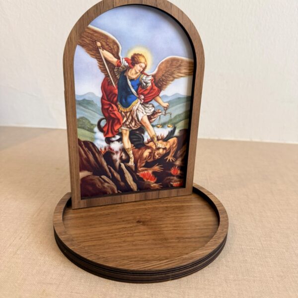 17cm (H) Saint Michael Wooden Rosary Holder Display Stand