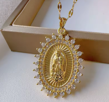 Stainless Steel Guadalupe Pendant Necklace 45cm