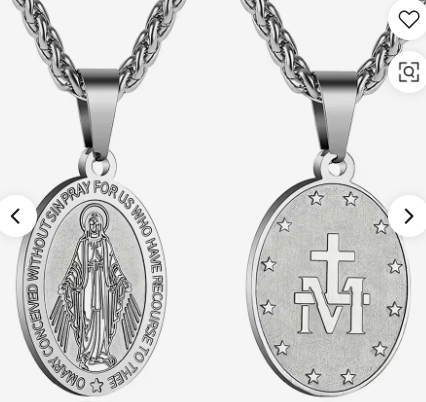 Stainless Steel Miraculous Oval Pendant Necklace 60cm (Sliver)