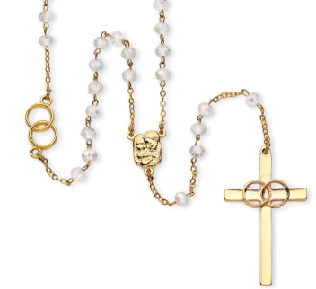 20.5"L WEDDING ROSARY GOLD IN VELVET BOX
